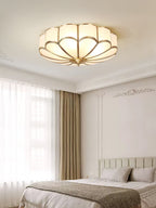 Ceiling Light, Frosted Glass Flower Petals, Brass Frame, E26 / E27 Socket