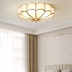 Ceiling Light, Frosted Glass Flower Petals, Brass Frame, E26 / E27 Socket