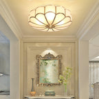 Ceiling Light, Frosted Glass Flower Petals, Brass Frame, E26 / E27 Socket