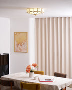 Ceiling Light, Frosted Glass Flower Petals, Brass Frame, E26 / E27 Socket