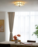Ceiling Light, Frosted Glass Flower Petals, Brass Frame, E26 / E27 Socket