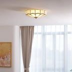 Ceiling Light, Frosted Glass Flower Petals, Brass Frame, E26 / E27 Socket