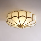Ceiling Light, Frosted Glass Flower Petals, Brass Frame, E26 / E27 Socket