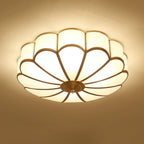 Ceiling Light, Frosted Glass Flower Petals, Brass Frame, E26 / E27 Socket
