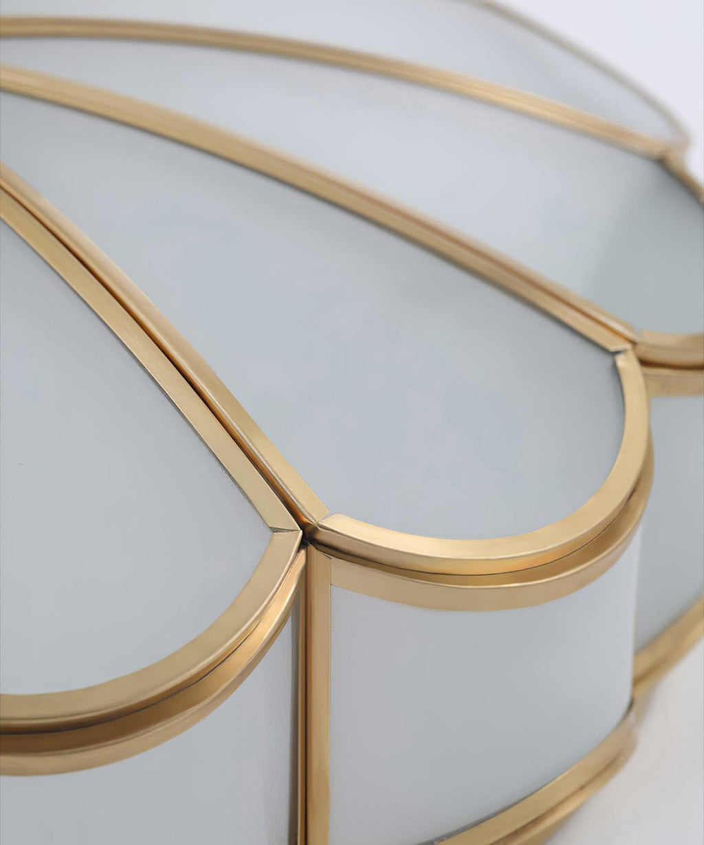 Ceiling Light, Frosted Glass Flower Petals, Brass Frame, E26 / E27 Socket