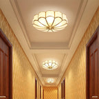 Ceiling Light, Frosted Glass Flower Petals, Brass Frame, E26 / E27 Socket