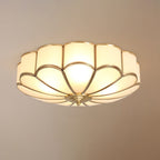 Ceiling Light, Frosted Glass Flower Petals, Brass Frame, E26 / E27 Socket