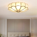 Ceiling Light, Frosted Glass Flower Petals, Brass Frame, E26 / E27 Socket
