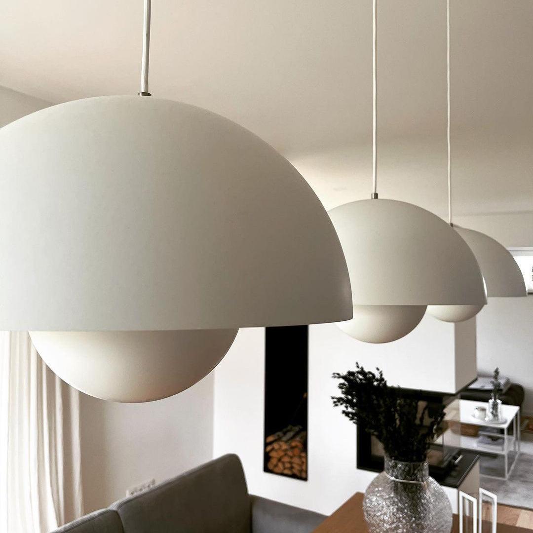 Flowerpot Pendant Light, Dual-Dome Aluminum Shade, Hardwired Ceiling Fixture