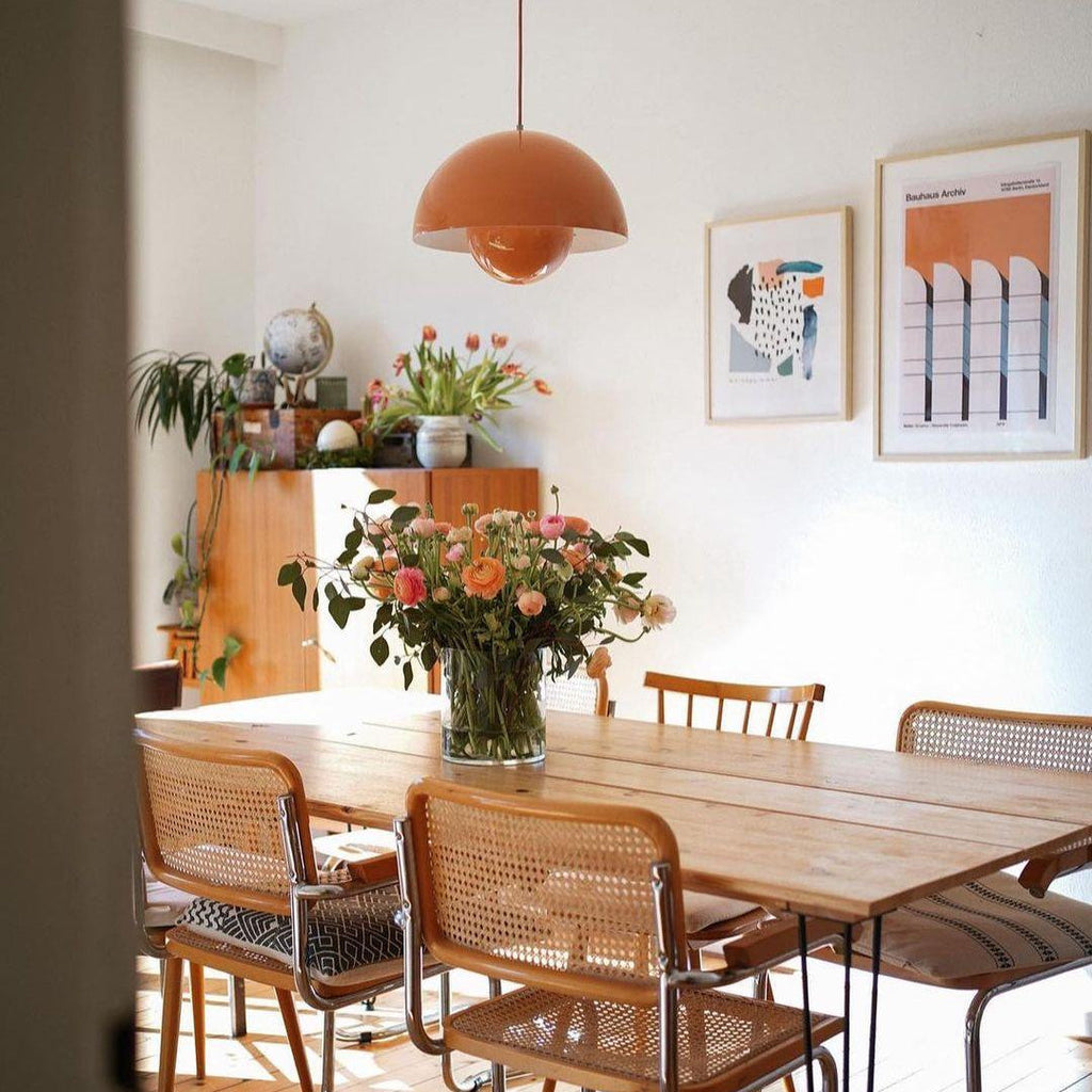 Flowerpot Pendant Light, Dual-Dome Aluminum Shade, Hardwired Ceiling Fixture