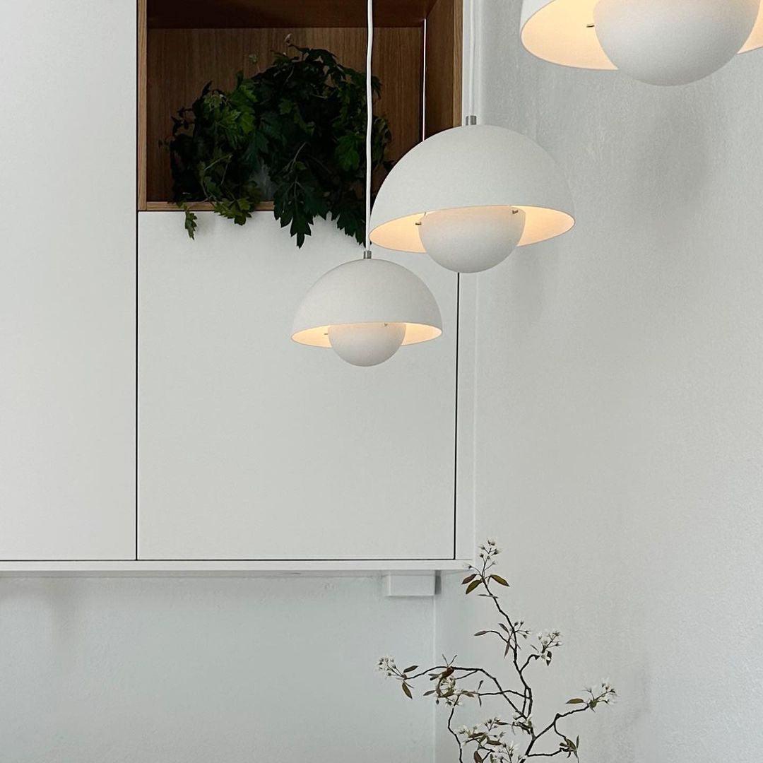 Flowerpot Pendant Light, Dual-Dome Aluminum Shade, Hardwired Ceiling Fixture