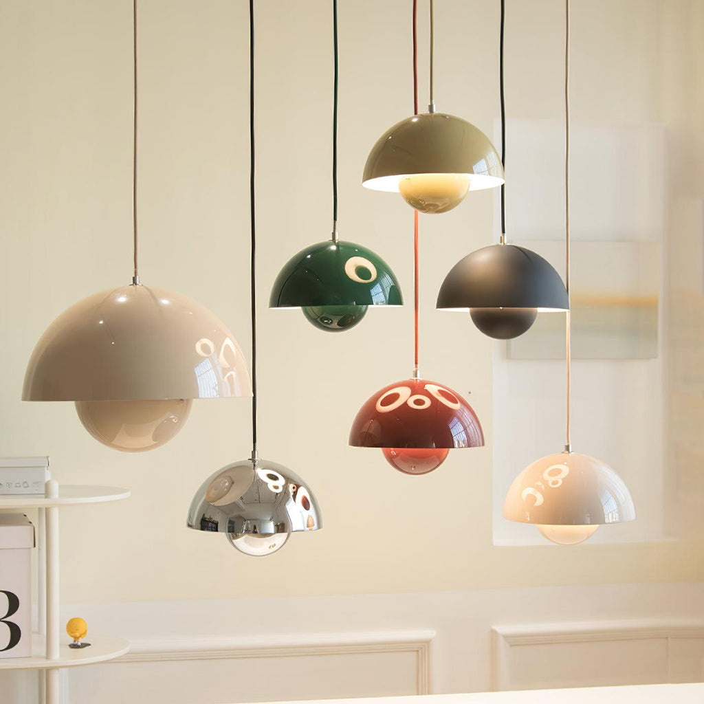 Flowerpot Pendant Light, Dual-Dome Aluminum Shade, Hardwired Ceiling Fixture