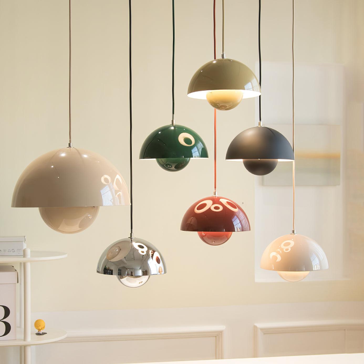 Flowerpot Pendant Light, Dual-Dome Aluminum Shade, Hardwired Ceiling Fixture