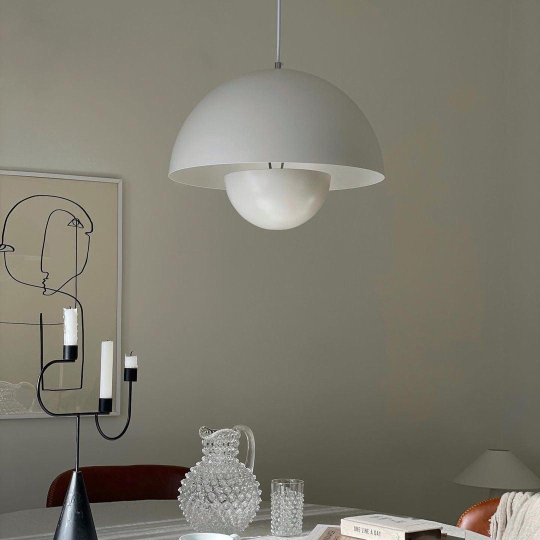 Flowerpot Pendant Light, Dual-Dome Aluminum Shade, Hardwired Ceiling Fixture
