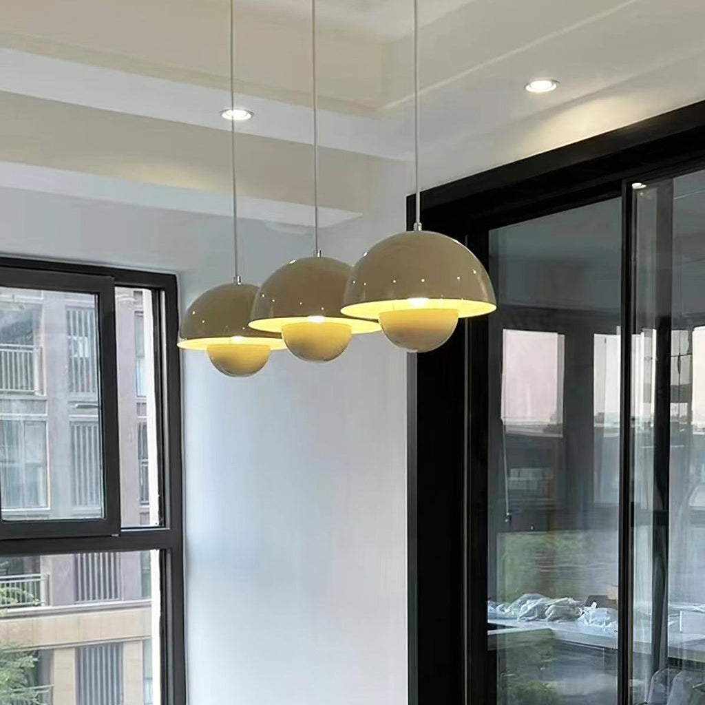 Flowerpot Pendant Light, Dual-Dome Aluminum Shade, Hardwired Ceiling Fixture