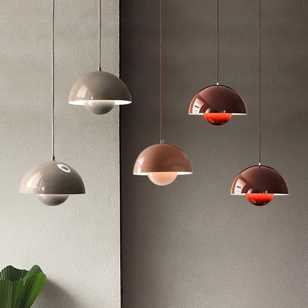 Flowerpot Pendant Light, Dual-Dome Aluminum Shade, Hardwired Ceiling Fixture