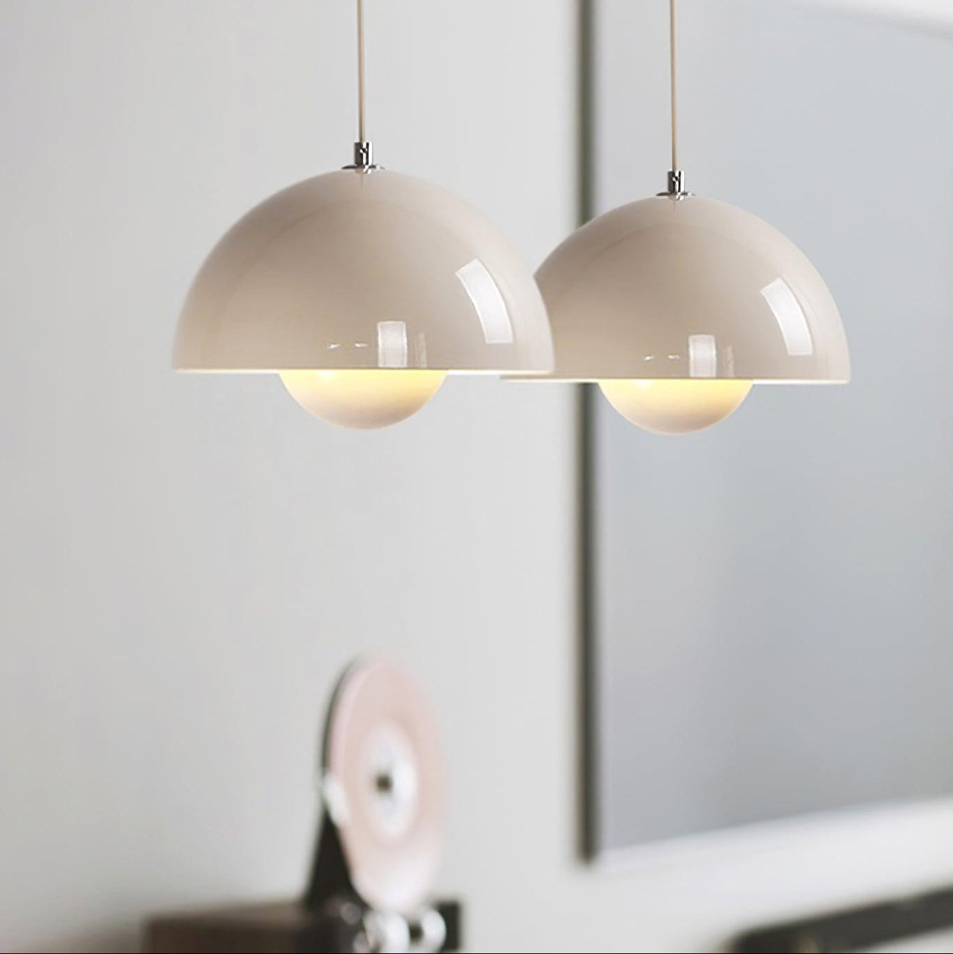 Flowerpot Pendant Light, Dual-Dome Aluminum Shade, Hardwired Ceiling Fixture