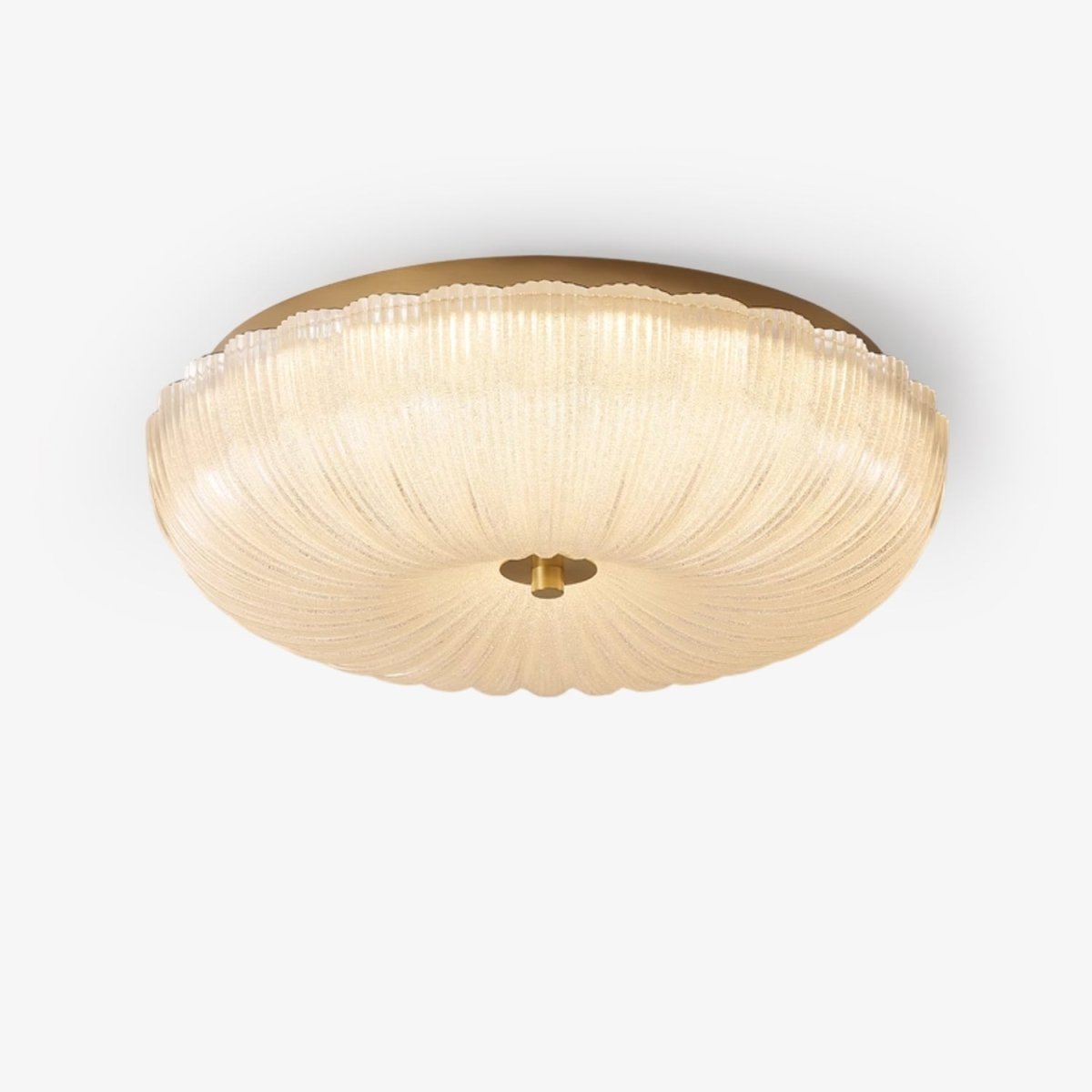 Ceiling Light, Scalloped Rippled-Glass Shade, 12-Inch, Flush-Mount LED