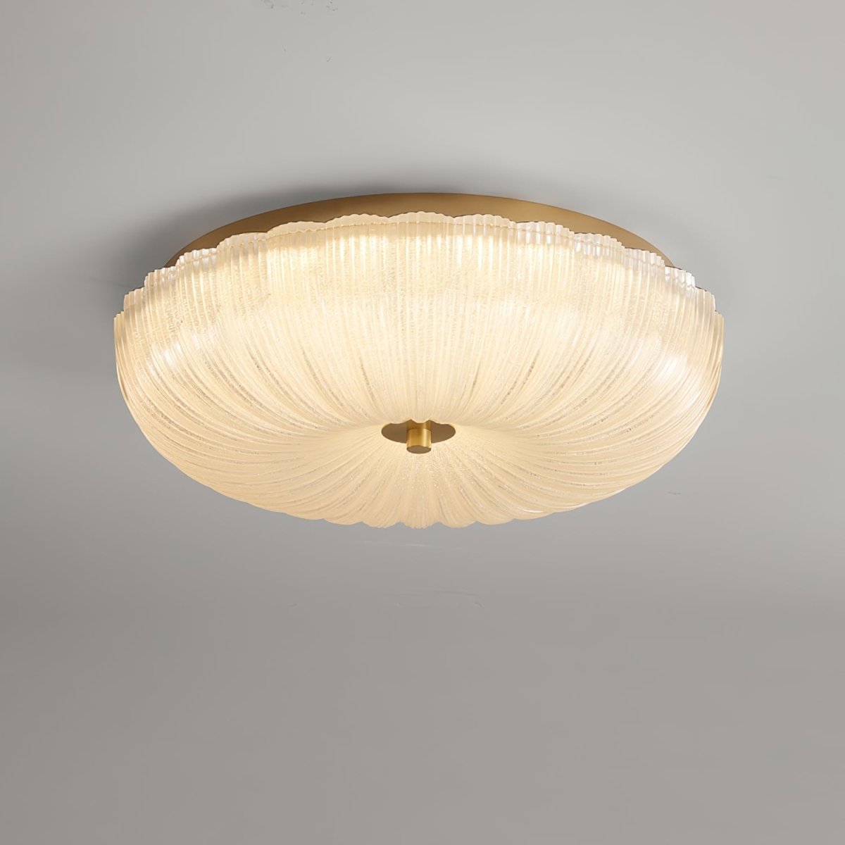 Ceiling Light, Scalloped Rippled-Glass Shade, 12-Inch, Flush-Mount LED