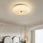 Ceiling Light, Scalloped Rippled-Glass Shade, 12-Inch, Flush-Mount LED