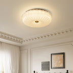 Ceiling Light, Scalloped Rippled-Glass Shade, 12-Inch, Flush-Mount LED