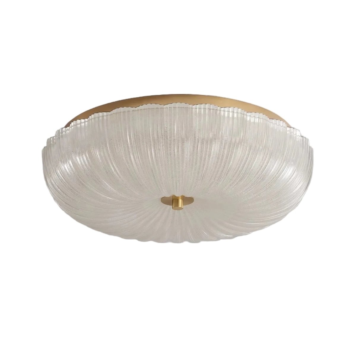 Ceiling Light, Scalloped Rippled-Glass Shade, 12-Inch, Flush-Mount LED