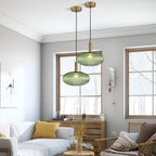 Luminária Suspensa, Design em Vidro Estriado, Estilo Vintage, Abajur de 12 Polegadas