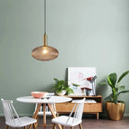 Luminária Suspensa, Design em Vidro Estriado, Estilo Vintage, Abajur de 12 Polegadas
