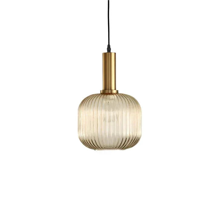 Luminária Suspensa, Design em Vidro Estriado, Estilo Vintage, Abajur de 12 Polegadas