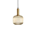Luminária Suspensa, Design em Vidro Estriado, Estilo Vintage, Abajur de 12 Polegadas