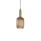 Luminária Suspensa, Design em Vidro Estriado, Estilo Vintage, Abajur de 12 Polegadas