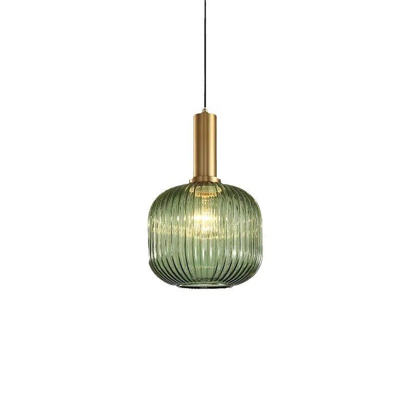Luminária Suspensa, Design em Vidro Estriado, Estilo Vintage, Abajur de 12 Polegadas