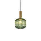 Luminária Suspensa, Design em Vidro Estriado, Estilo Vintage, Abajur de 12 Polegadas