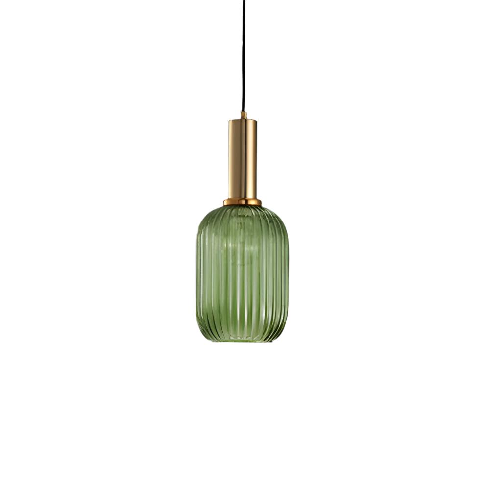 Luminária Suspensa, Design em Vidro Estriado, Estilo Vintage, Abajur de 12 Polegadas