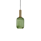 Luminária Suspensa, Design em Vidro Estriado, Estilo Vintage, Abajur de 12 Polegadas