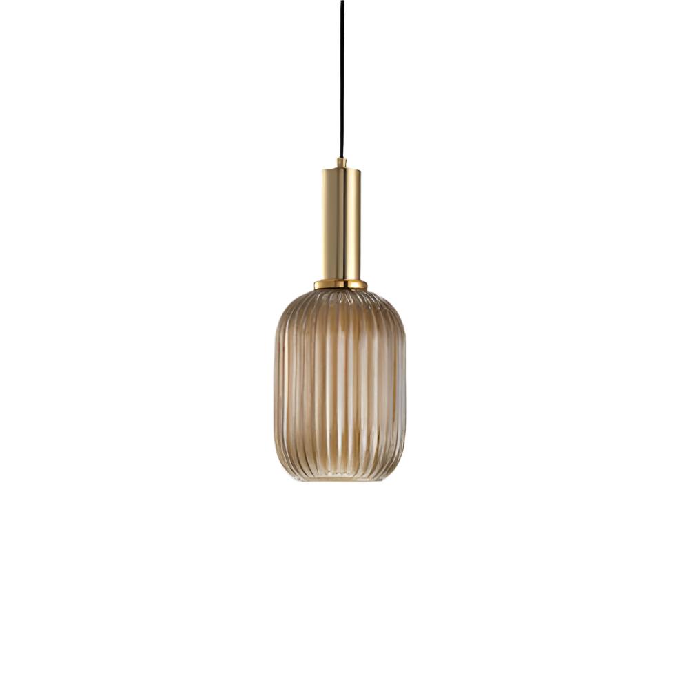 Luminária Suspensa, Design em Vidro Estriado, Estilo Vintage, Abajur de 12 Polegadas