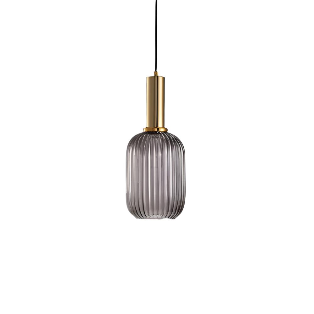 Luminária Suspensa, Design em Vidro Estriado, Estilo Vintage, Abajur de 12 Polegadas