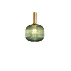 Luminária Suspensa, Design em Vidro Estriado, Estilo Vintage, Abajur de 12 Polegadas