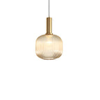 Luminária Suspensa, Design em Vidro Estriado, Estilo Vintage, Abajur de 12 Polegadas