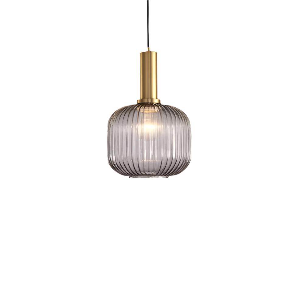 Luminária Suspensa, Design em Vidro Estriado, Estilo Vintage, Abajur de 12 Polegadas