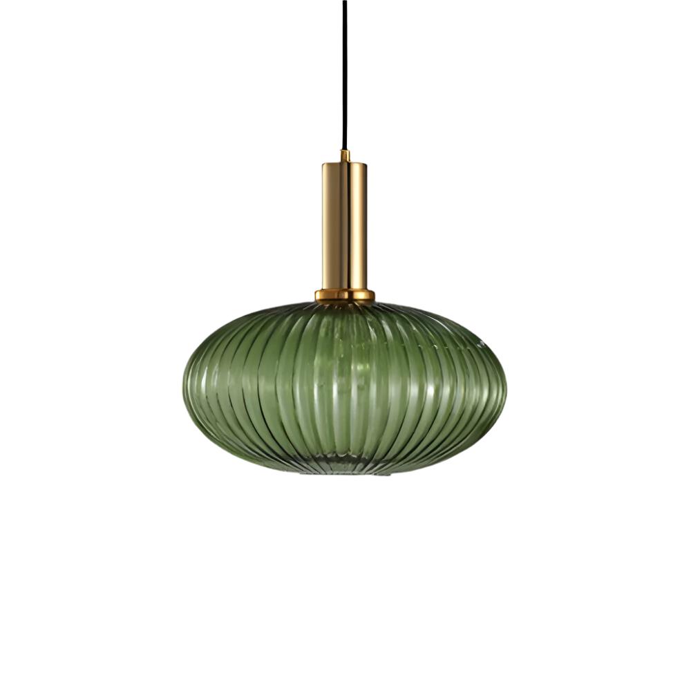 Luminária Suspensa, Design em Vidro Estriado, Estilo Vintage, Abajur de 12 Polegadas