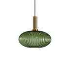 Luminária Suspensa, Design em Vidro Estriado, Estilo Vintage, Abajur de 12 Polegadas