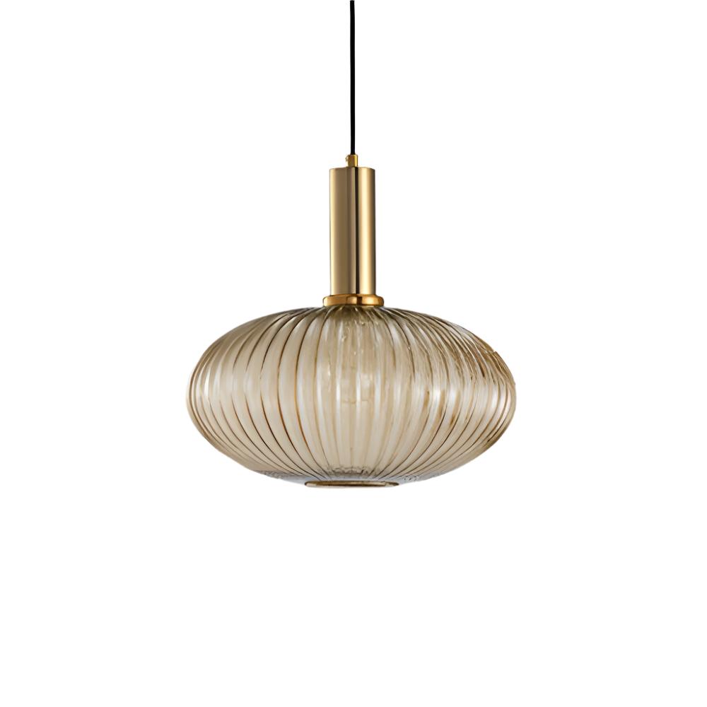 Luminária Suspensa, Design em Vidro Estriado, Estilo Vintage, Abajur de 12 Polegadas