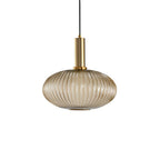 Luminária Suspensa, Design em Vidro Estriado, Estilo Vintage, Abajur de 12 Polegadas