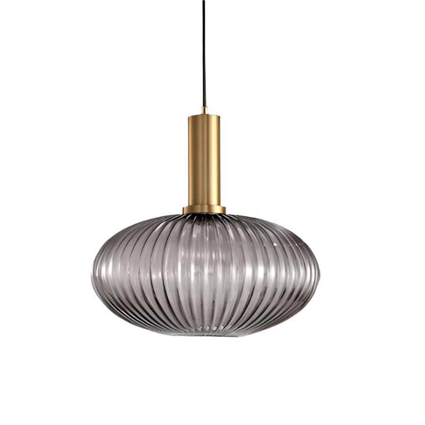 Luminária Suspensa, Design em Vidro Estriado, Estilo Vintage, Abajur de 12 Polegadas