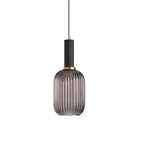 Luminária Suspensa, Design em Vidro Estriado, Estilo Vintage, Abajur de 12 Polegadas