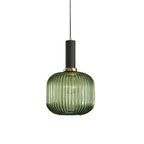 Luminária Suspensa, Design em Vidro Estriado, Estilo Vintage, Abajur de 12 Polegadas