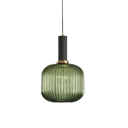 Luminária Suspensa, Design em Vidro Estriado, Estilo Vintage, Abajur de 12 Polegadas