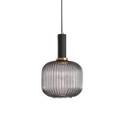 Luminária Suspensa, Design em Vidro Estriado, Estilo Vintage, Abajur de 12 Polegadas