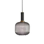 Luminária Suspensa, Design em Vidro Estriado, Estilo Vintage, Abajur de 12 Polegadas
